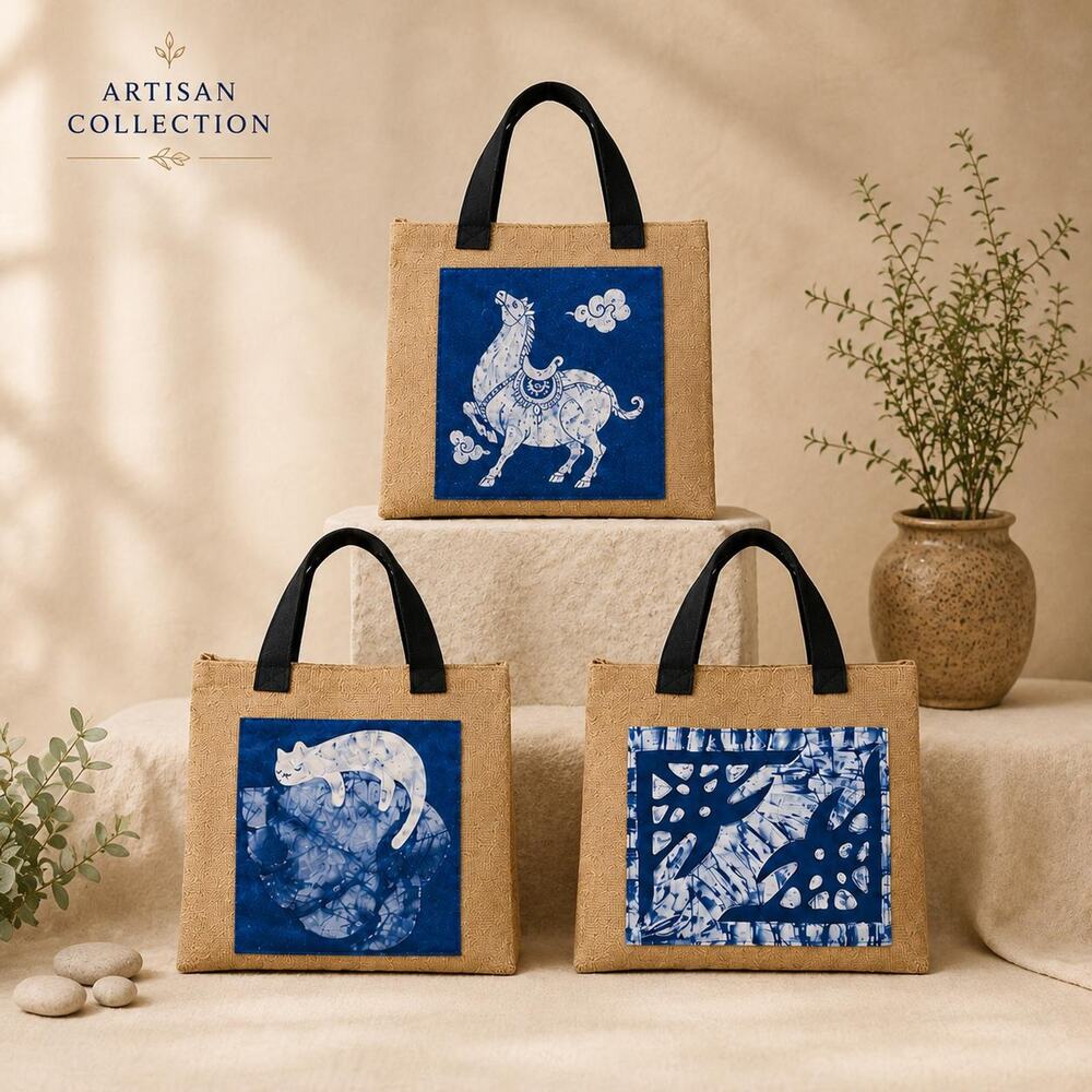 Handmade Jute Tote Bag | Artisan Market Tote | Natural Woven Shoulder Bag